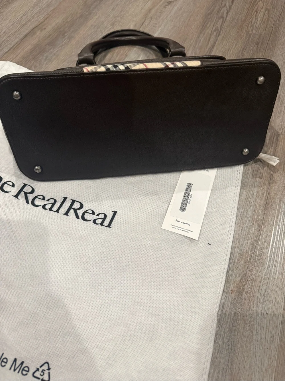 Burberry Nova Check Canvas Leather Handbag